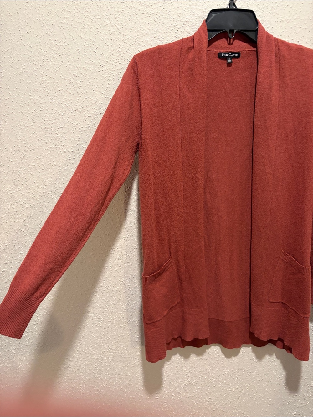 Pink Clover Rust Open-Front Knit Cardigan - Picture 4 of 6